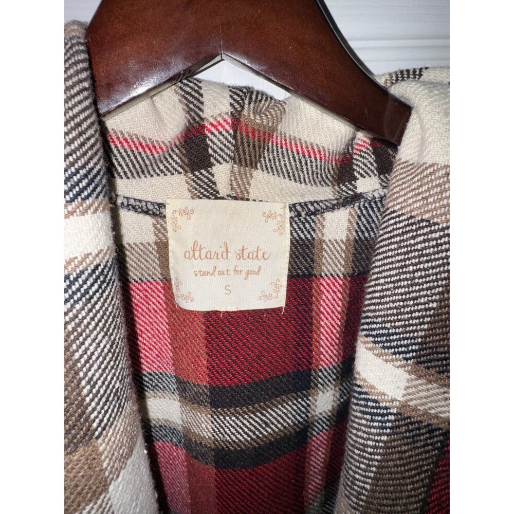 Small Altard State Plaid Red and Black Flowy Sweater Vest Jacket Shawl With Tags